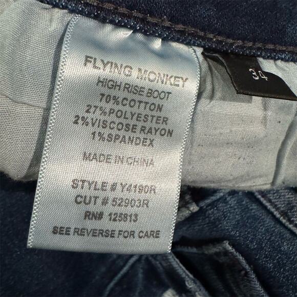 Flying Monkey High Rise Bootcut Jeans List Size 34" Measures 36" Inseam 29.5" - Picture 9 of 13